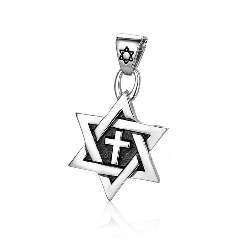 Hip-hop Hexagram Titanium Steel Men’s Charms Pendant Necklace