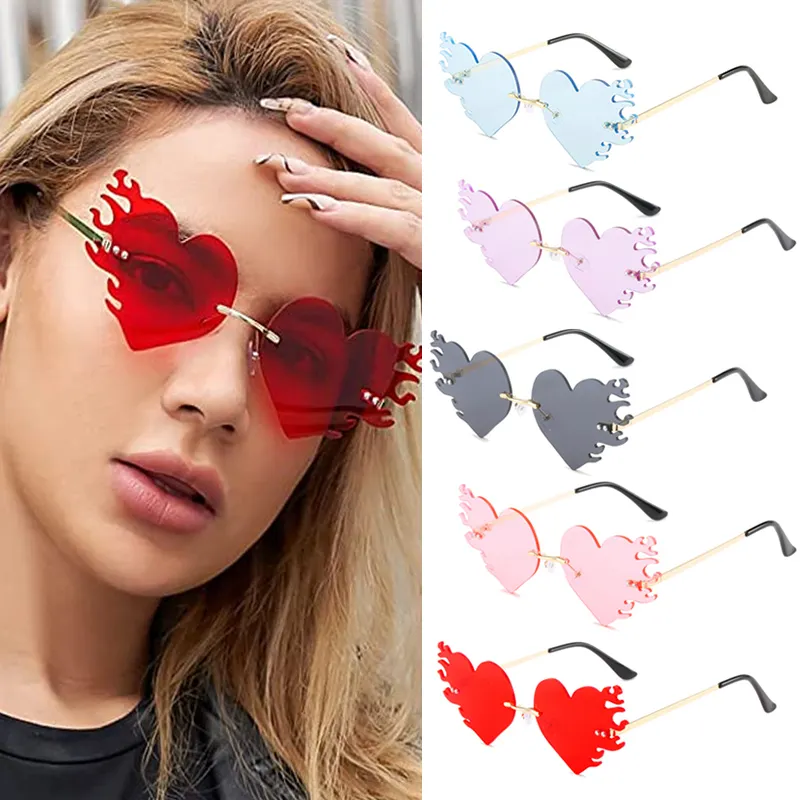Borderless Shape New Women Borderless Irregular Heart Shape UV400 Ocean Sunglasses Adult ...