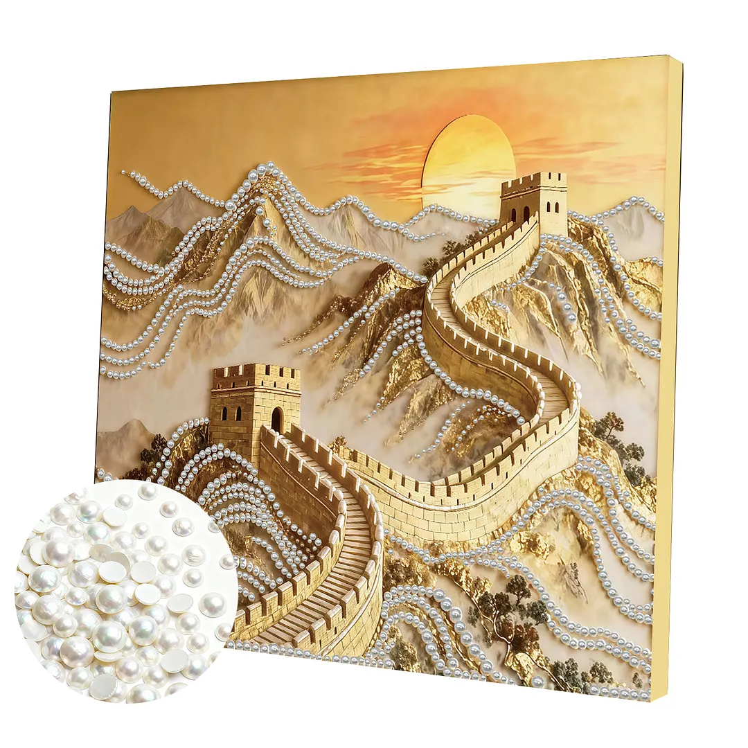 Great Wall DIY Pearl Art Diamond Painting With Frame 30x30cm for Adults Home Dec