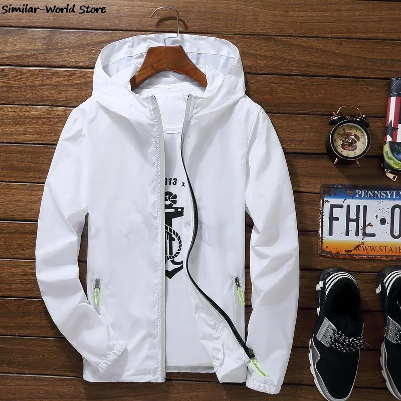 Ultra Light Men's Summer Hooded Jacket Super Thin Windbreaker Packable Skin Coat Sunscreen Waterproof Beach Casual Jackets
