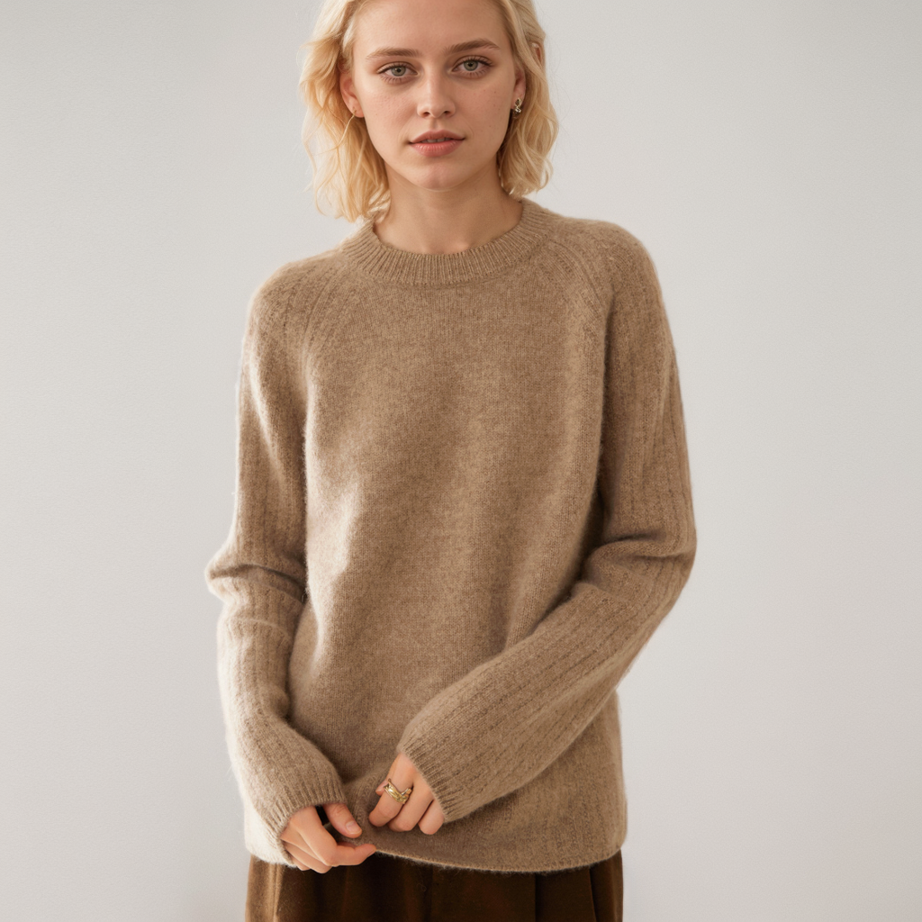 Pull en cachemire à rayures amples pour femme- SOIE PLUS