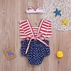 Baby Girls 4th of July Independence Day Stars Striped Backless Rompers