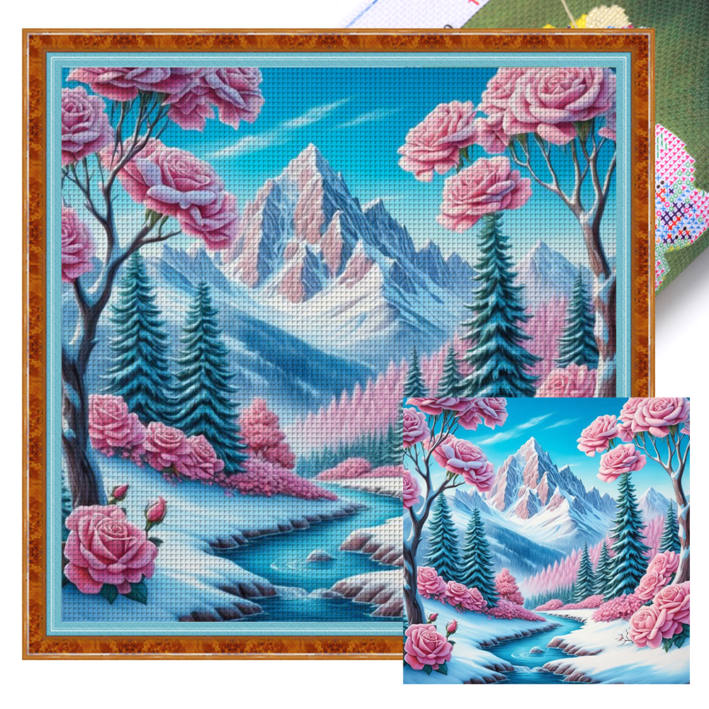 Mountain Stream Full 11CT Pre-stamped Canvas(50*50cm) Cross Stitch