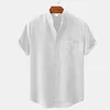 Men's Linen Shirt Henley Shirt Front Pocket Casual Shirt Black Short Sleeve Plain Hawaiian Holiday Clothing by Inlyline