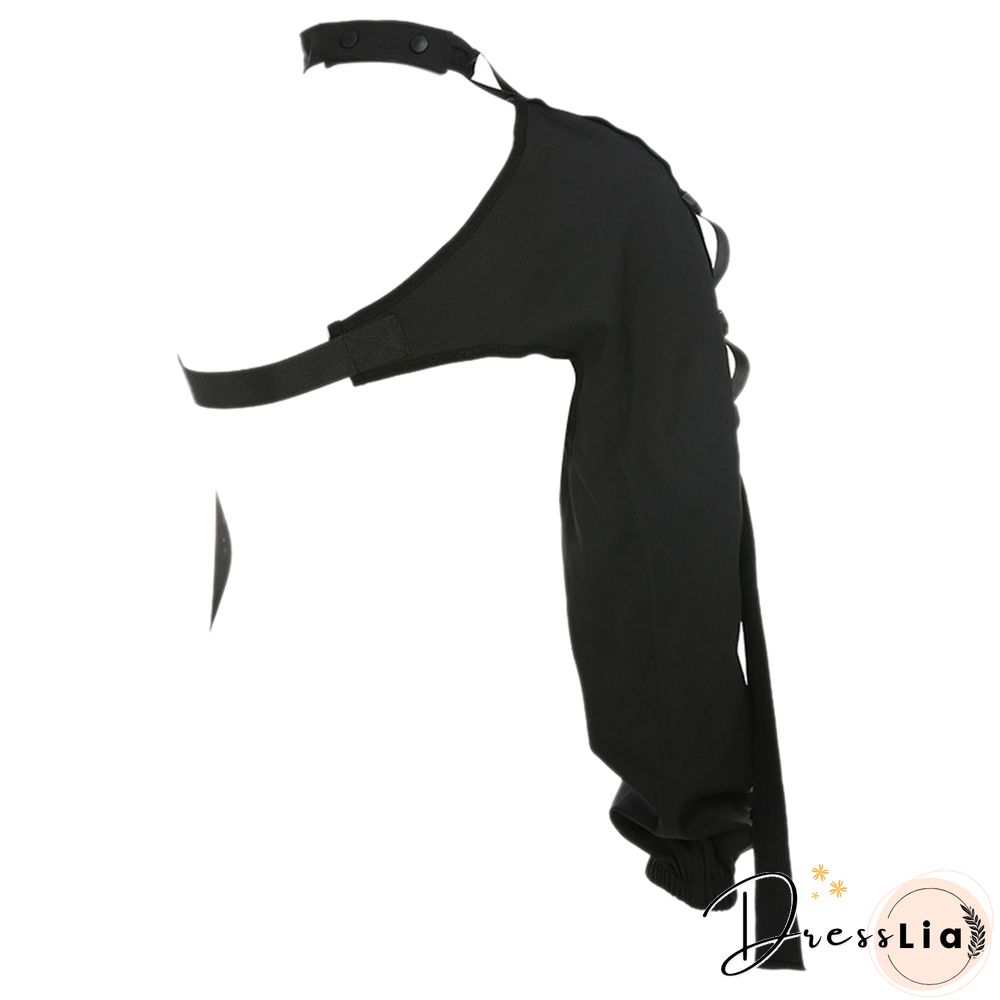 New Women Solid Color Cropped Tops Long Sleeve O-neck Off Shoulder VestWith BuckleFor Summer