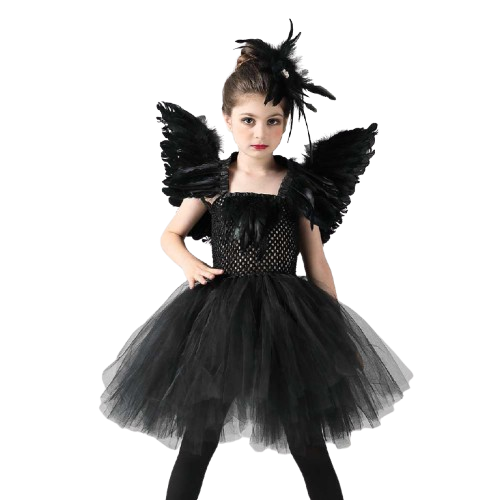 Kids Children Black Swan Animal Tutu Dress Outfits Cosplay Costume Halloween Carnival Suit
