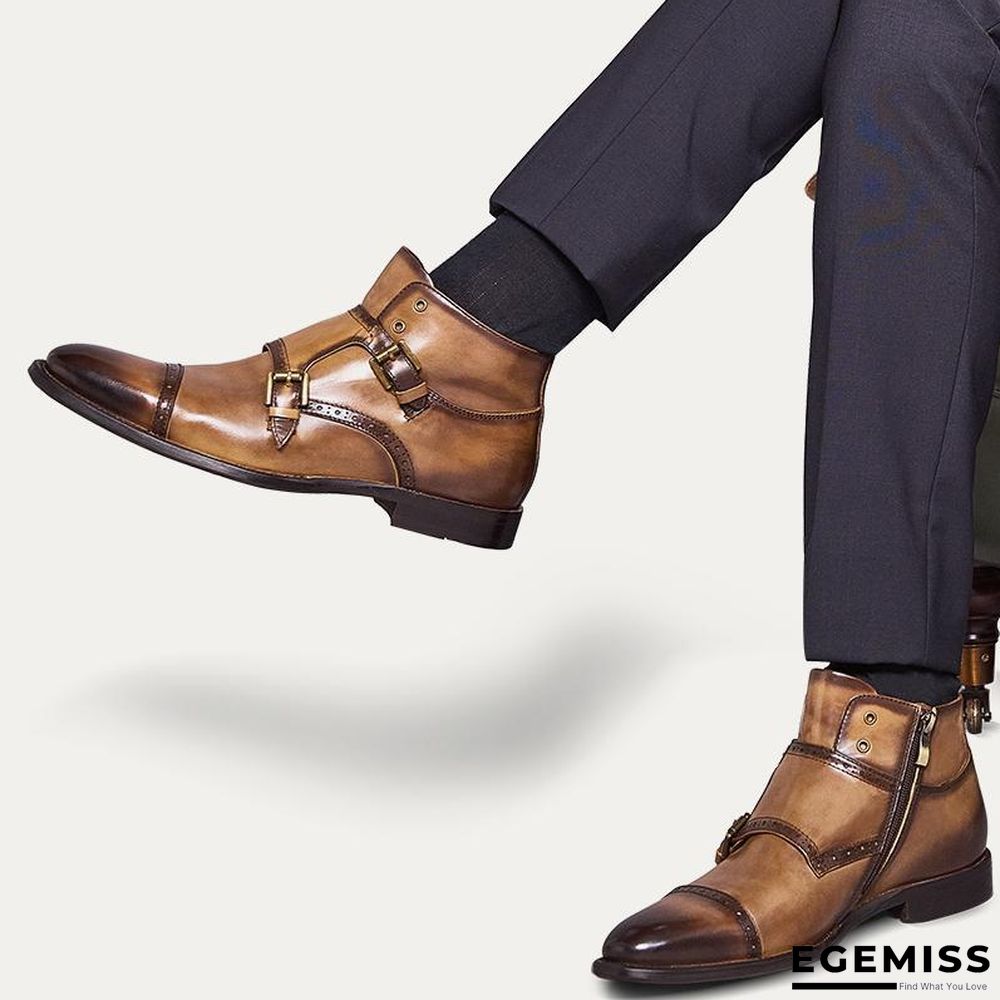 British Style Vintage Hand-carved Bullock Buckle Boots | EGEMISS