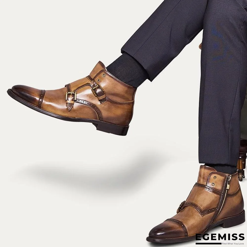 British Style Vintage Hand-carved Bullock Buckle Boots | EGEMISS