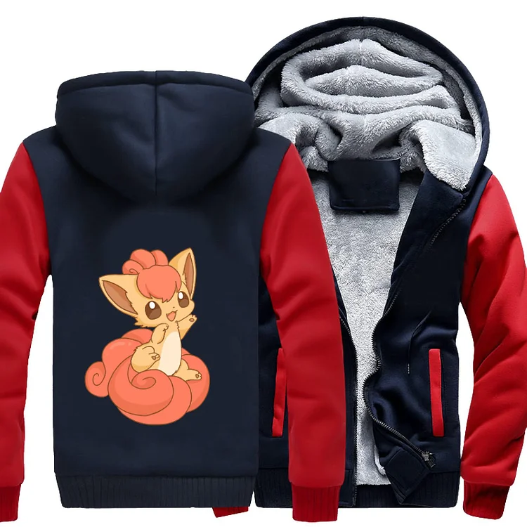Cute Red Tail Fire Vulpix, Pokemon Fleece Jacket