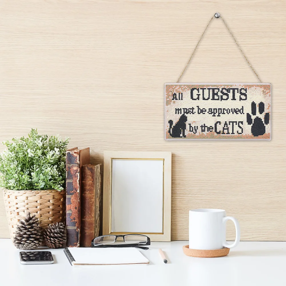 5D DIY Letter Full Drill Hanging Diamond Painting Craft Art Decor (Cat Paw)