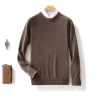 Winter New Men's Pure Wool Warm Simple Round Neck Casual Versatile High-end Knitted Sweater