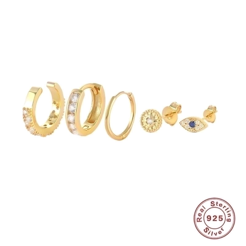 1 Set 925 Sterling Silver Gem Geometric Earrings Ear Studs