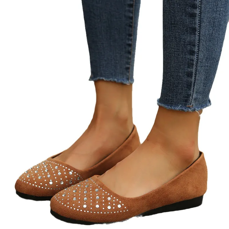 Churchf Churchf Large Size Round Head Casual Single Shoes 2023 New Fashion Middle Diamond Flat Work Beans Single Shoes