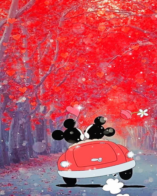 

Mickey and Minnie in the Car – Paint By Numbers - 40*50CM, 501 Original