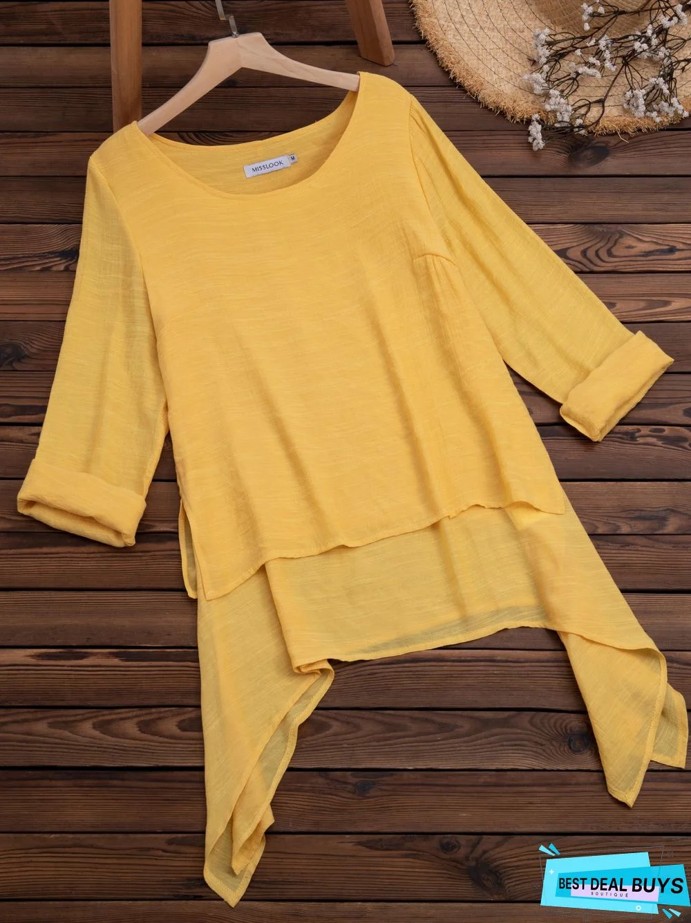 Long Sleeve Asymmetrical Casual Paneled Top