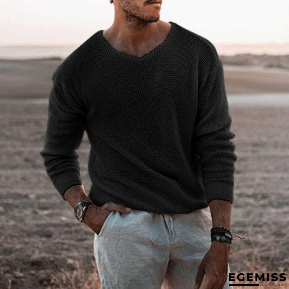 Long Sleeve Round Neck White Slim Fit Men's Sweater | EGEMISS