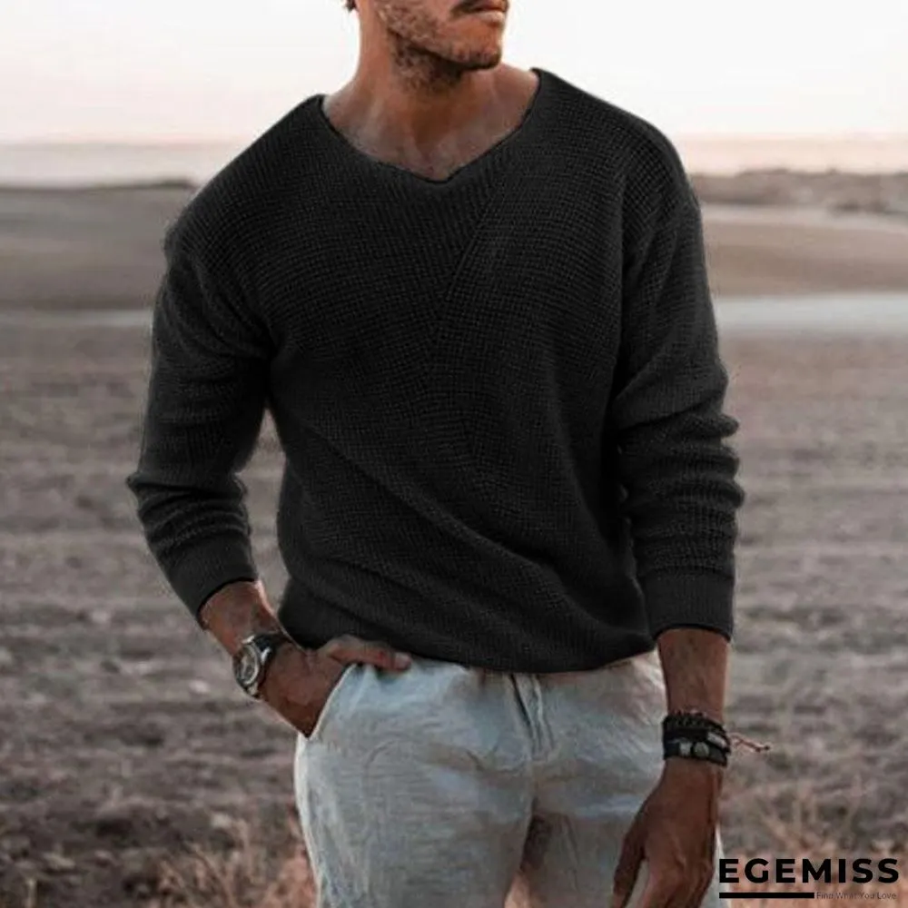 Long Sleeve Round Neck White Slim Fit Men's Sweater | EGEMISS