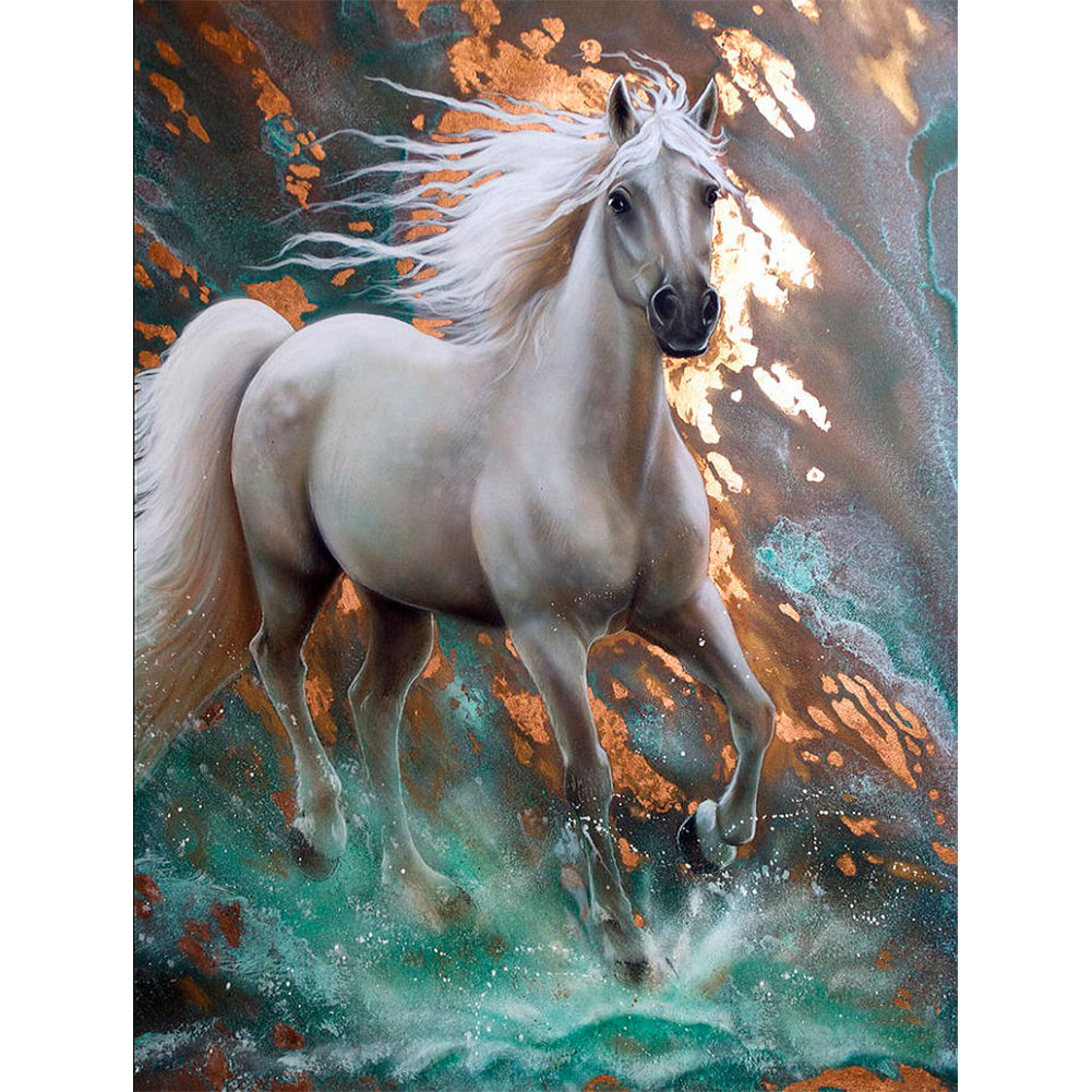 

(Multi-Size) White Horse - Round/Square Drill Diamond Painting, Square diamond 30*40cm, 501 Original