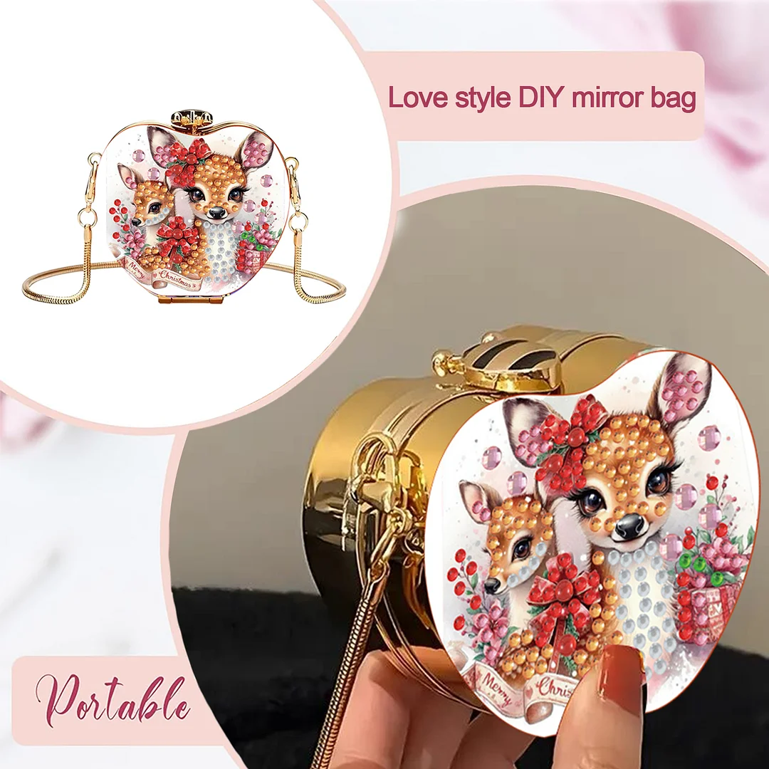 Reindeer DIY Acrylic Love Art Diamond Painting Coin Purse with Chain for Women