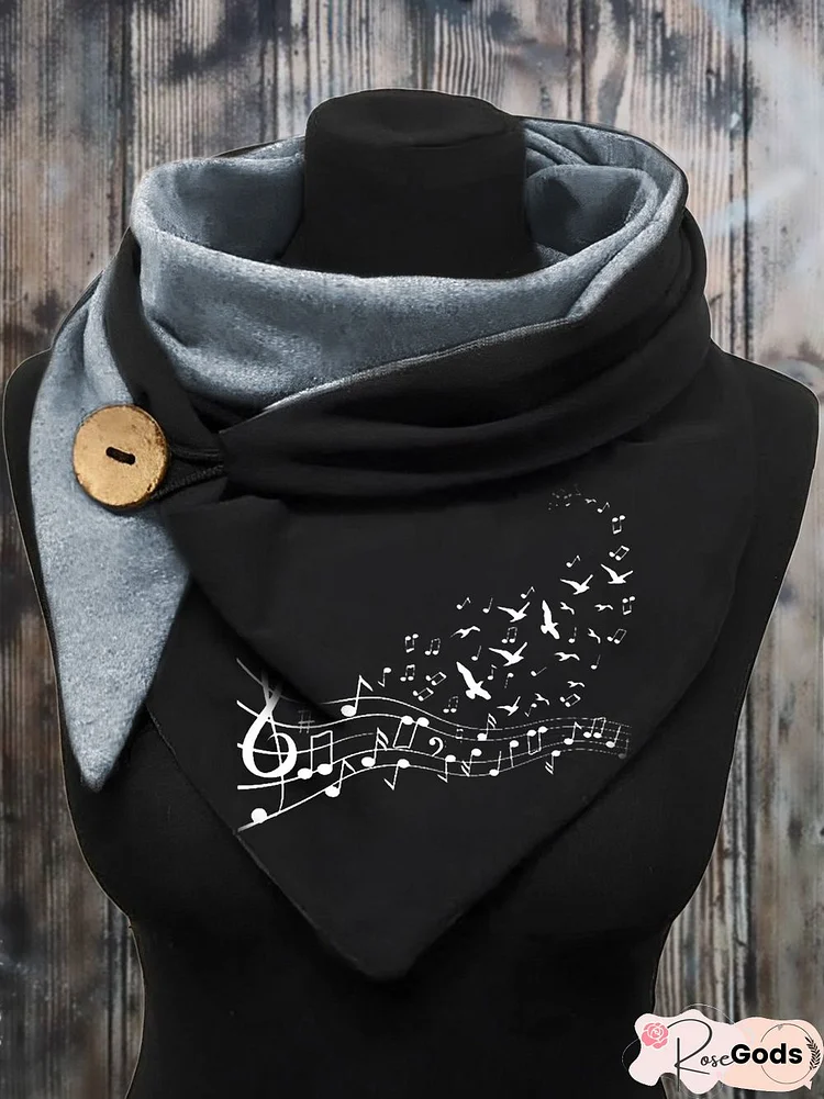 Windproof Warm Music Symbol Scarf Autumn Winter Triangle Scarf