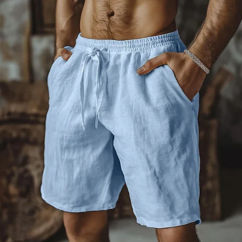 Men's Drawstring Linen Shorts-inspireuse