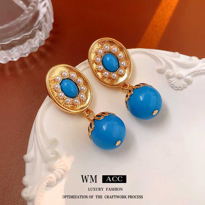 Medieval Ellipse Geometric Alloy Electroplating Earrings