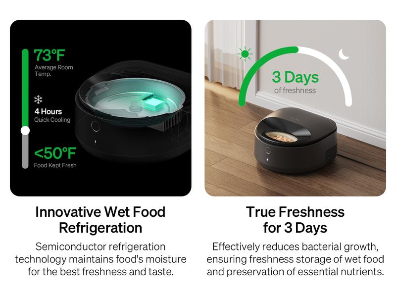 Product Introduction of PETLIBRO Automatic Cat Feeder, Refrigerated wet food dispenser with WiFi control, 3 days freshness, 3 timed meals,  quick cooling 9