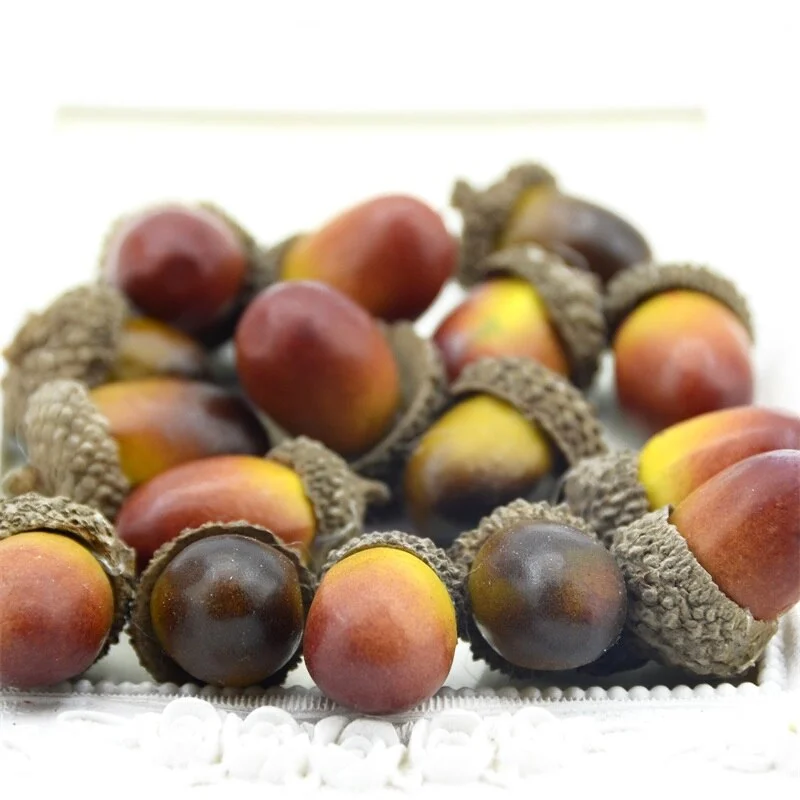20pcs 3cm Cheap Mini Chestnut Artificial Flower Fake Foam Fruits Berries Flowers For Wedding Christmas Tree Decoration