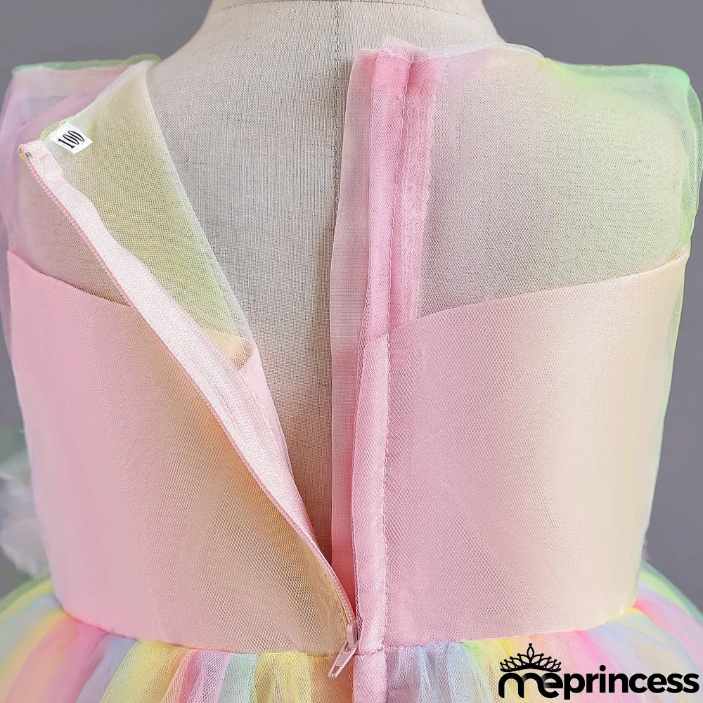 Infant and Toddler Dresses Floral Dress Multi-Color Mesh Pouf Princess Dress