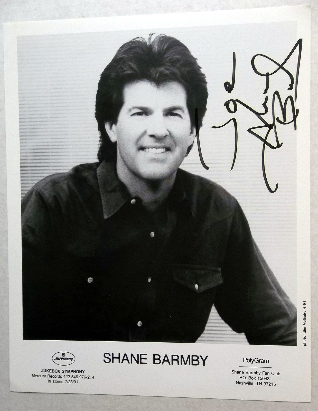 SHANE BARMBY Autographed 8 x 10 promo Photo Poster painting 70's 80's Actor COUNTRY SINGER