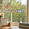 2Pcs Diamond Painting Acrylic Double Sided Potted Plants Wind Chime Suncatcher with Crystal Hanging Pendant