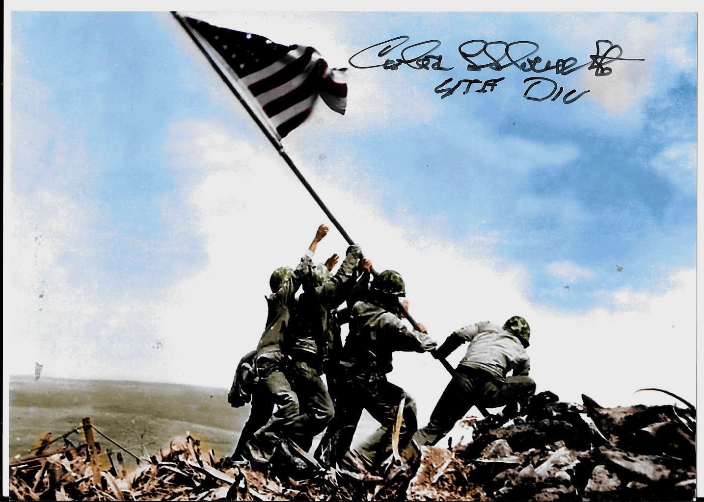 CARLOS SHOWALTER 4TH MARINE DIVISION IWO JIMA VETERAN RARE SIGNED Photo Poster painting