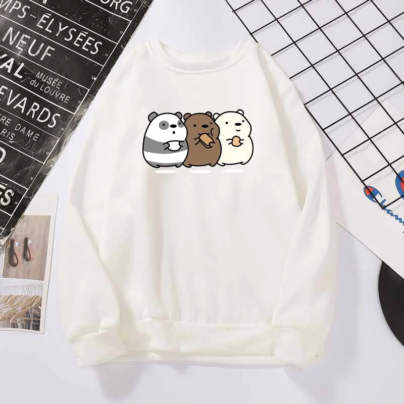 S-3XL Plus Size Sweatshirt Women Clothes Kpop Loose Cartoon Tops Round Neck Pullover Cute Bear Outfit Girl Cloth Sudadera Mujer