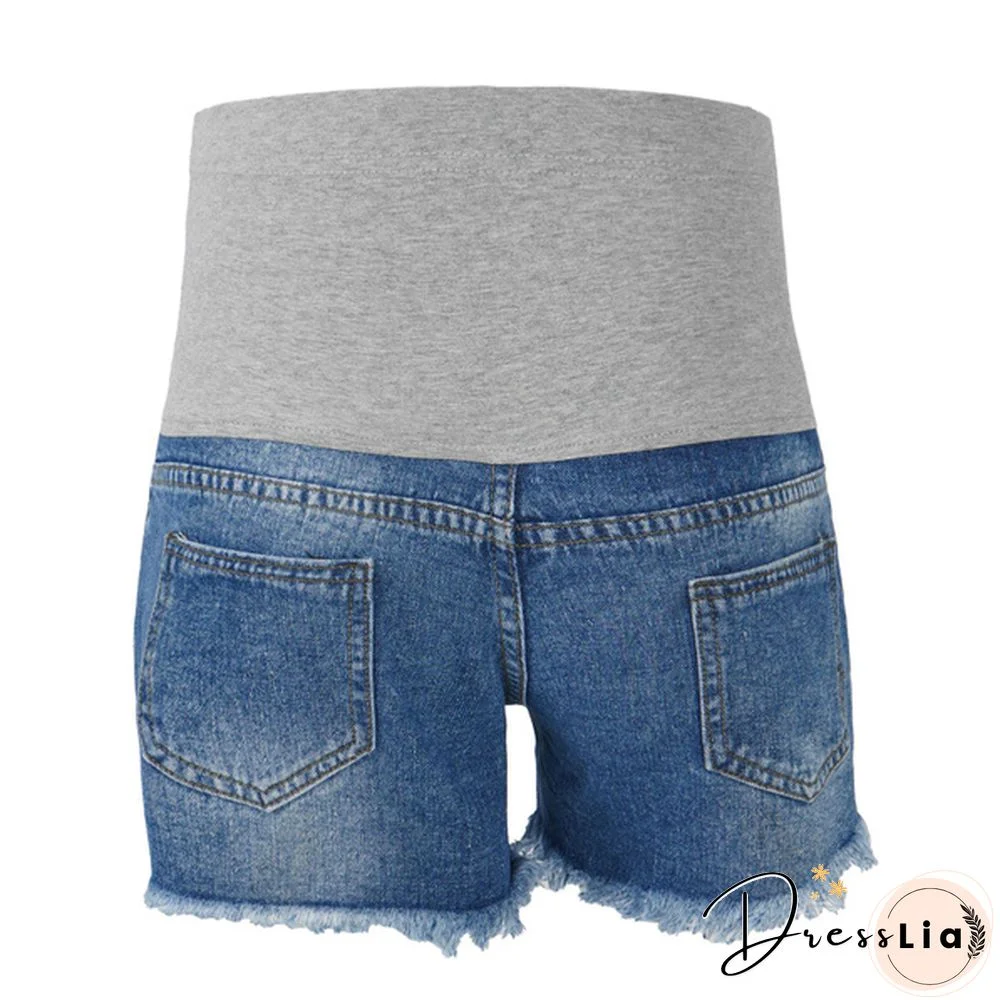 Summer Maternity Pants For Pregnant Women Clothes Denim Abdominal Elastic Waist Pregnancy Shorts