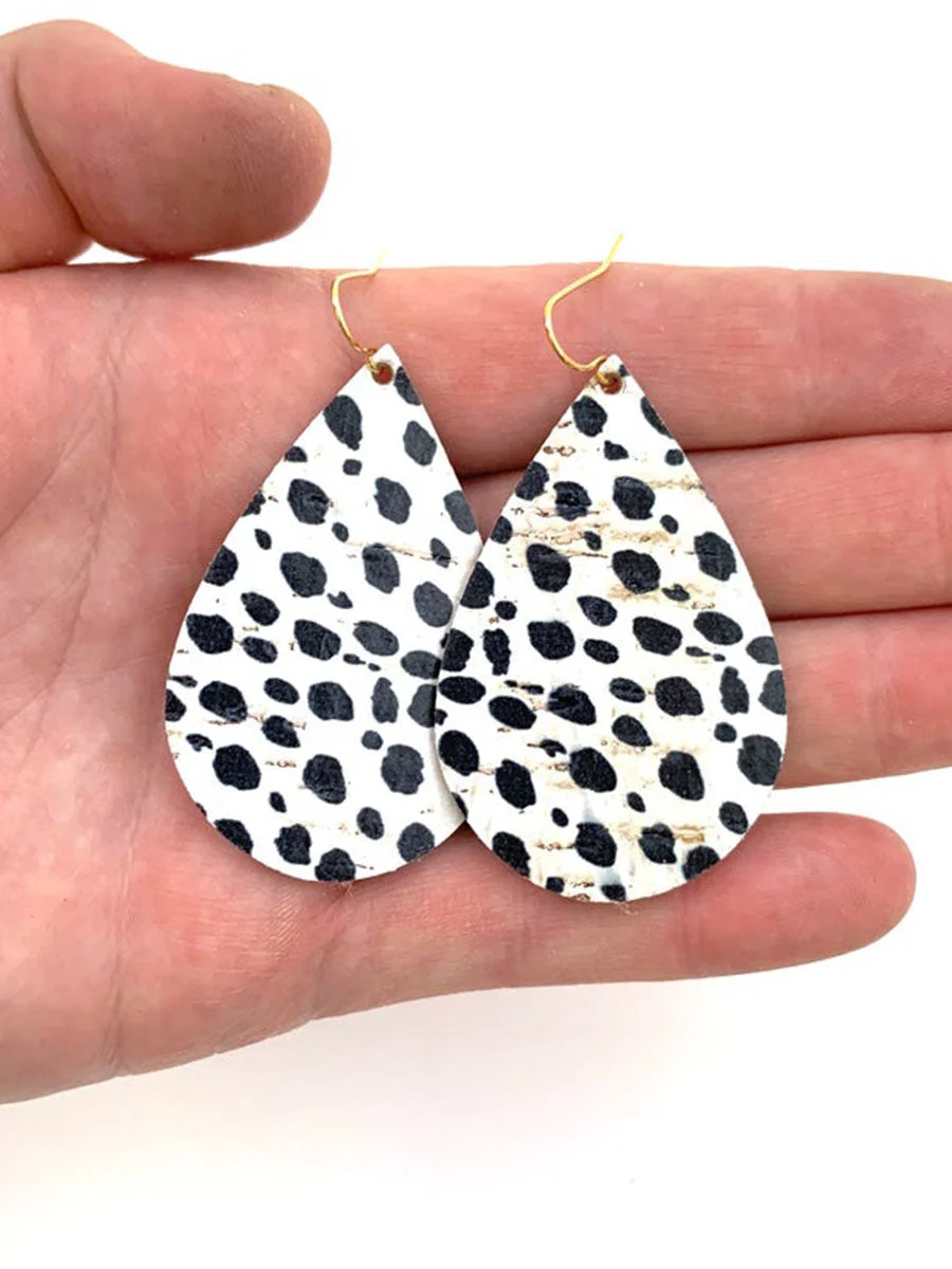 Leopard Print Teardrop Leather Earrings