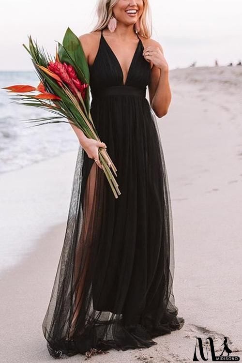 MidiSono - V Neck Backless Maxi Dress