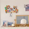 Wooden Special Shaped Three Dogs Family Diamond Art Craft Wall Hooks Home Decor