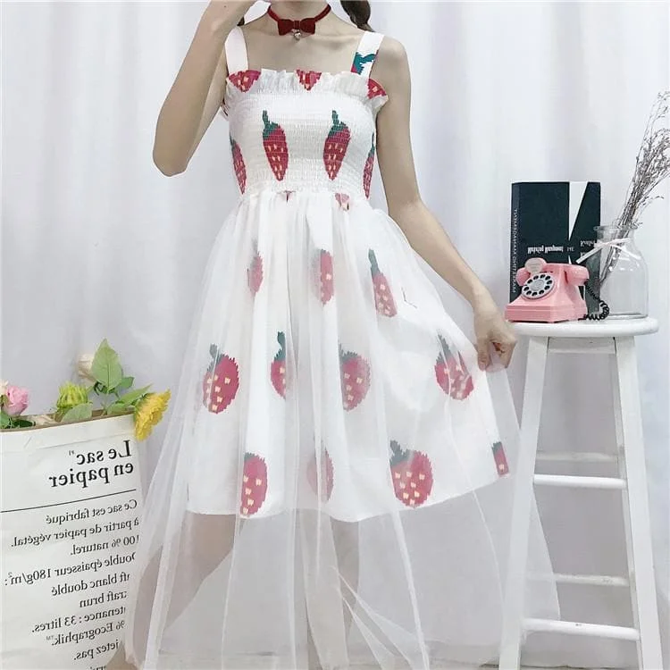 Kawaii Strawberry Suspender Dress SP13816