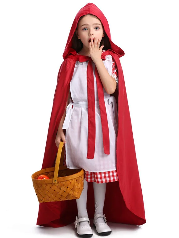 Kids Carnival Costumes Red Riding Hood Cotton Cloak Dress  Novameme