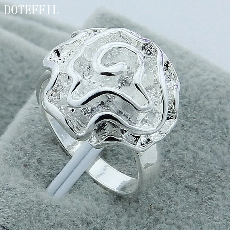 DOTEFFIL 925 Sterling Silver Rose Ring For Women Jewelry