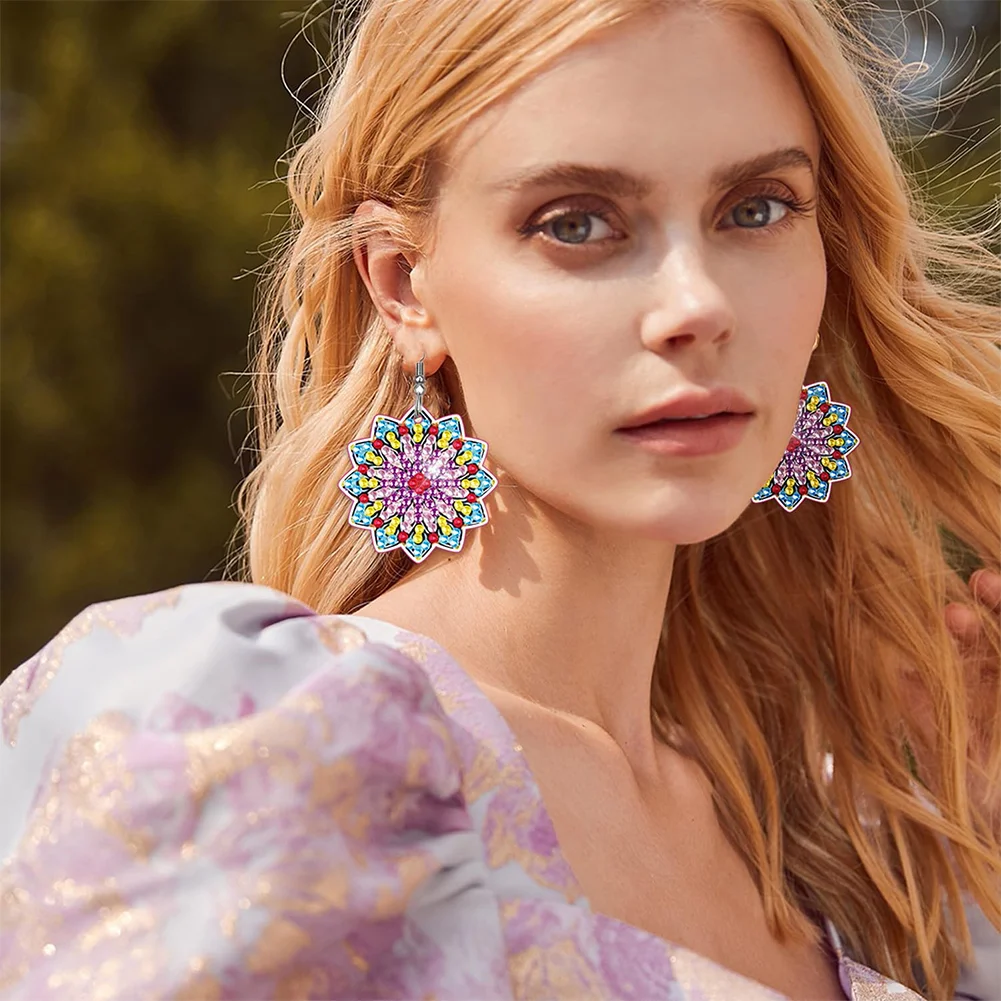 8Pairs Double Sided Diamond Painting DIY Earring Making Kit for Women Girls