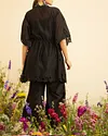 Black Cutwork And Embroidered Kaftan And Pants Two-Piece Set