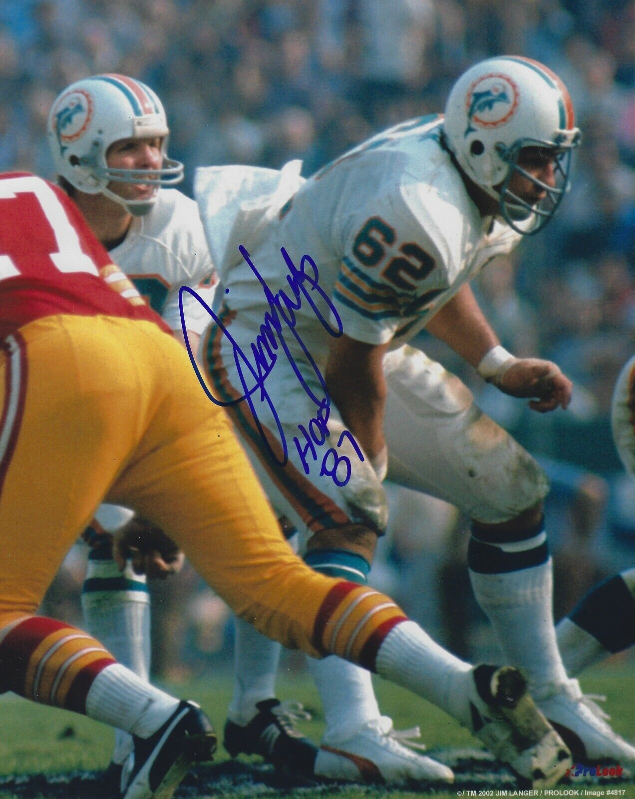 Signed 8x10 JIM LANGER HOF Miami Dolphins Autographed Photo Poster painting - w/ COA