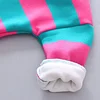 Baby Girl Boy Suits Plush Stripe Smiley Face 2 Pcs/Set