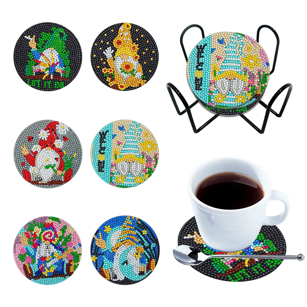 6pcs/set Wooden Coaster Goblin Painting Coaster for Room Decoration