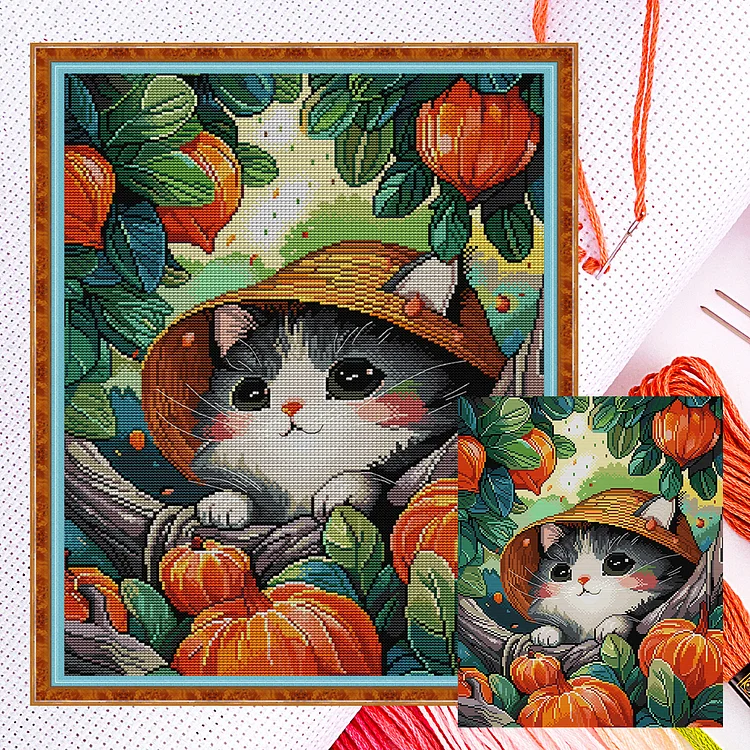 Joy Sunday-Kitten (37*47cm) 14CT Counted Cross Stitch gbfke