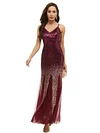 Evening Wrap Embroidered Solid Color V-Neck Maxi Dress