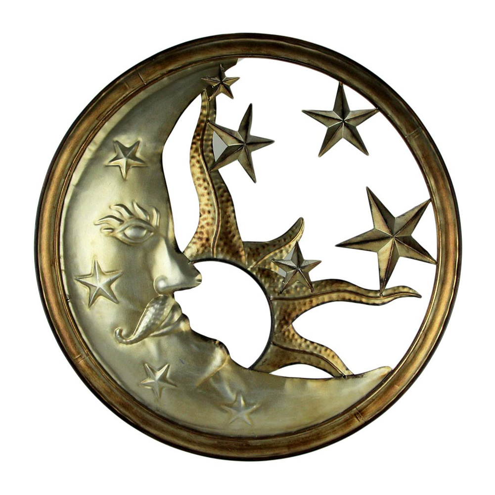 

Metal Moon Sun Art Crafts Rust-proof Wall Ornament Gift Home Garden Decor, 501 Original