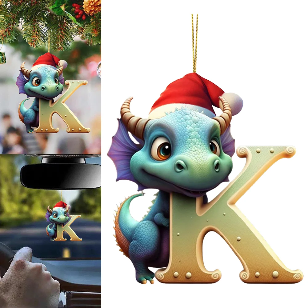 Christmas Cute Dragon Pendants Acrylic Letter Shaped Exquisite for Xmas Tree Car