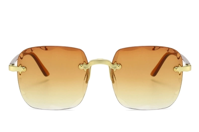 2 Pieces Fashion Gradient Color Pc Square Frameless Women’S Sunglasses